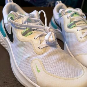 Nike White and Teal Athletic Shoes